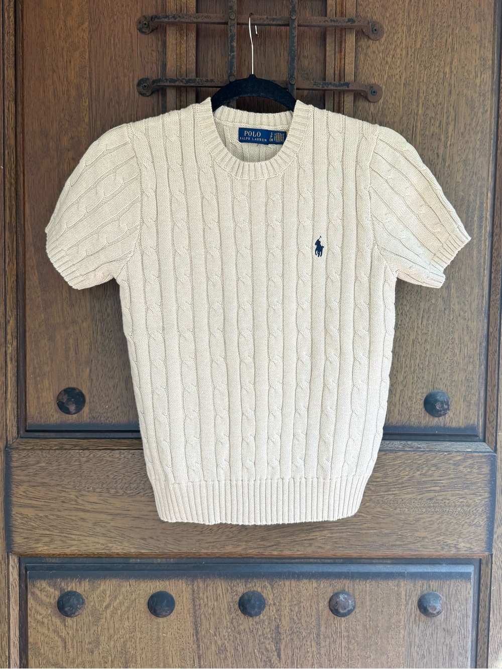 Polo Ralph Lauren beige Cable-Knit Crewneck Sweater Size S